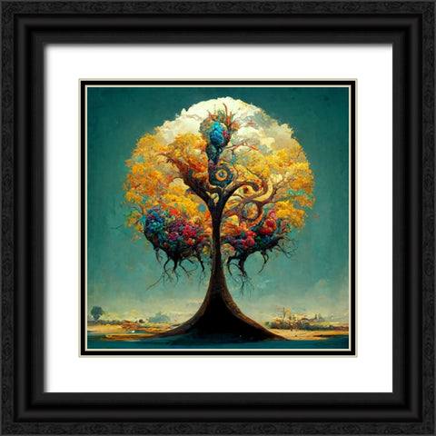 A032 Tree Of Life Black Ornate Wood Framed Art Print with Double Matting by Heere, Ray
