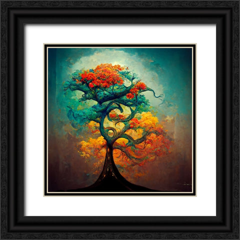 A033 Tree Of Life Black Ornate Wood Framed Art Print with Double Matting by Heere, Ray