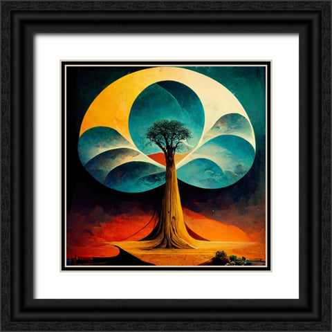 A034 Tree Of Life Black Ornate Wood Framed Art Print with Double Matting by Heere, Ray