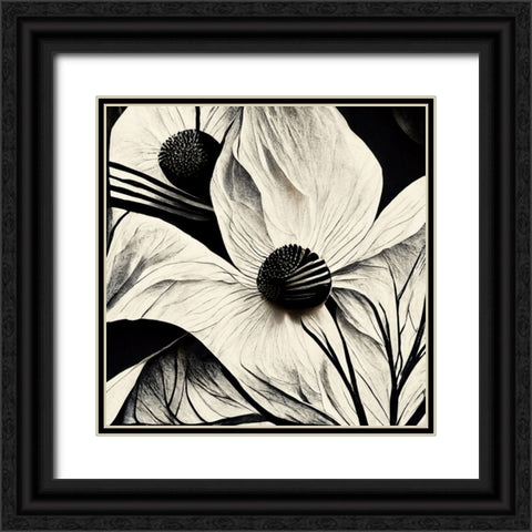 B015 Flowers Black White Black Ornate Wood Framed Art Print with Double Matting by Heere, Ray