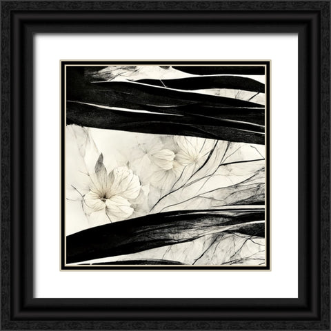 B017 Flowers Black White Black Ornate Wood Framed Art Print with Double Matting by Heere, Ray