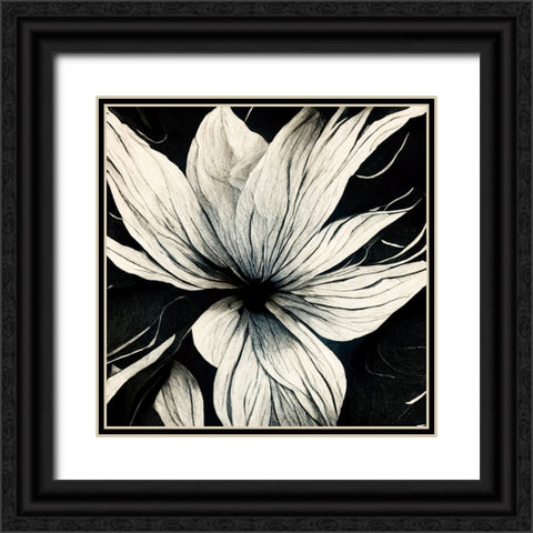 B032 Flowers Black White Black Ornate Wood Framed Art Print with Double Matting by Heere, Ray
