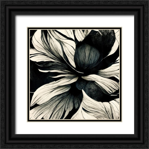 B034 Flowers Black White Black Ornate Wood Framed Art Print with Double Matting by Heere, Ray