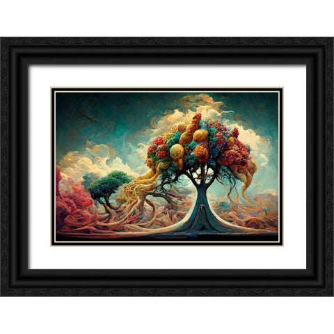 A037 Tree Of Life Black Ornate Wood Framed Art Print with Double Matting by Heere, Ray