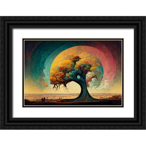 A038 Tree Of Life Black Ornate Wood Framed Art Print with Double Matting by Heere, Ray