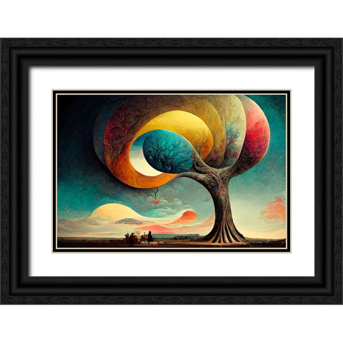 A039 Tree Of Life Black Ornate Wood Framed Art Print with Double Matting by Heere, Ray