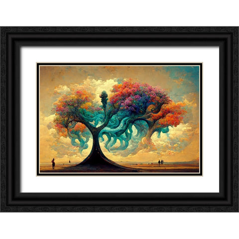 A042 Tree Of Life Black Ornate Wood Framed Art Print with Double Matting by Heere, Ray