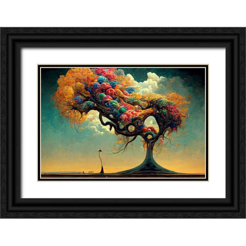 A047 Tree Of Life Black Ornate Wood Framed Art Print with Double Matting by Heere, Ray