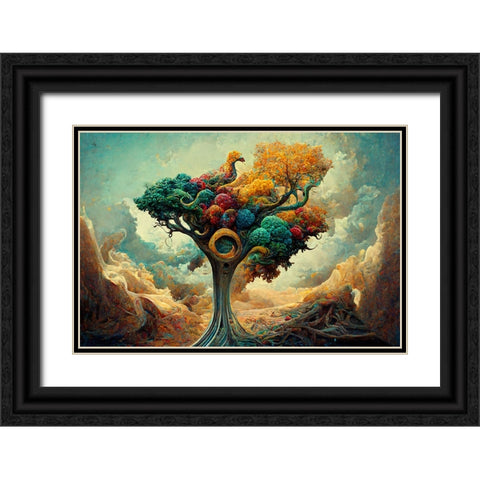 A048 Tree Of Life Black Ornate Wood Framed Art Print with Double Matting by Heere, Ray