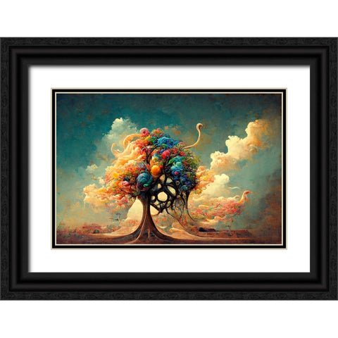 A050 Tree Of Life Black Ornate Wood Framed Art Print with Double Matting by Heere, Ray