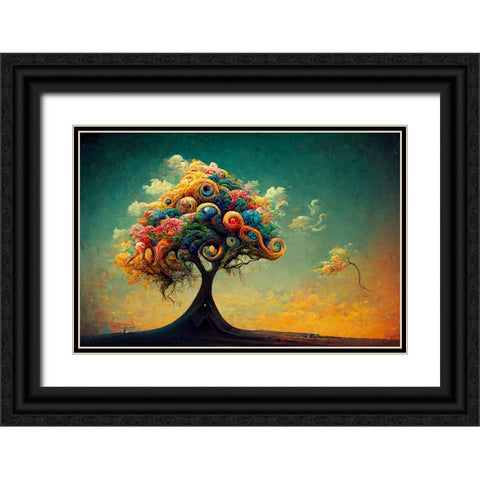 A051 Tree Of Life Black Ornate Wood Framed Art Print with Double Matting by Heere, Ray