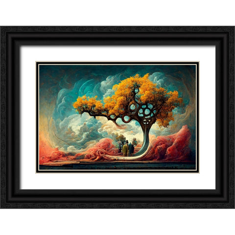 A052 Tree Of Life Black Ornate Wood Framed Art Print with Double Matting by Heere, Ray