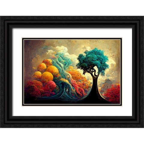 A053 Tree Of Life Black Ornate Wood Framed Art Print with Double Matting by Heere, Ray