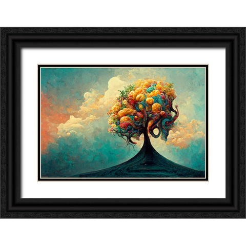 A055 Tree Of Life Black Ornate Wood Framed Art Print with Double Matting by Heere, Ray