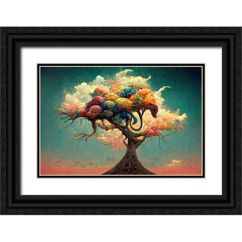 A057 Tree Of Life Black Ornate Wood Framed Art Print with Double Matting by Heere, Ray