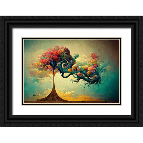 A058 Tree Of Life Black Ornate Wood Framed Art Print with Double Matting by Heere, Ray