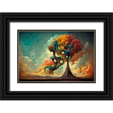 A059 Tree Of Life Black Ornate Wood Framed Art Print with Double Matting by Heere, Ray