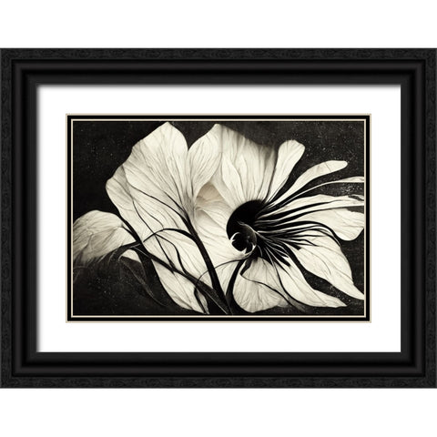 B037 Flowers Black White Black Ornate Wood Framed Art Print with Double Matting by Heere, Ray
