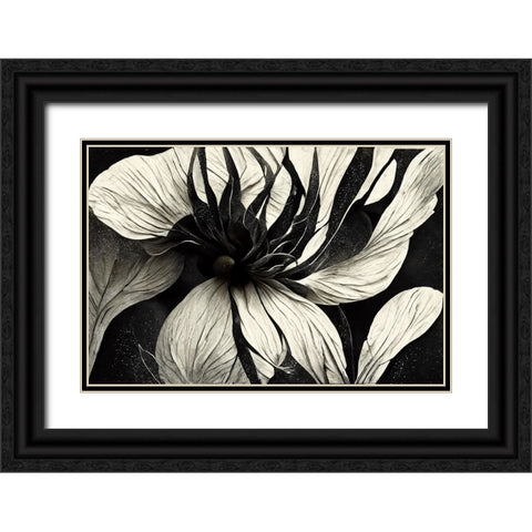 B040 Flowers Black White Black Ornate Wood Framed Art Print with Double Matting by Heere, Ray