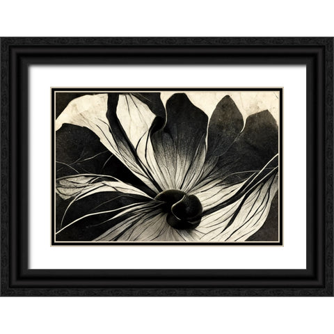 B056 Flowers Black White Black Ornate Wood Framed Art Print with Double Matting by Heere, Ray