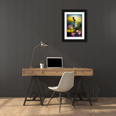 G003 Flower Dance Black Ornate Wood Framed Art Print with Double Matting by Heere, Ray