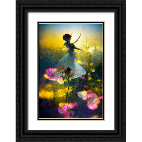 G003 Flower Dance Black Ornate Wood Framed Art Print with Double Matting by Heere, Ray