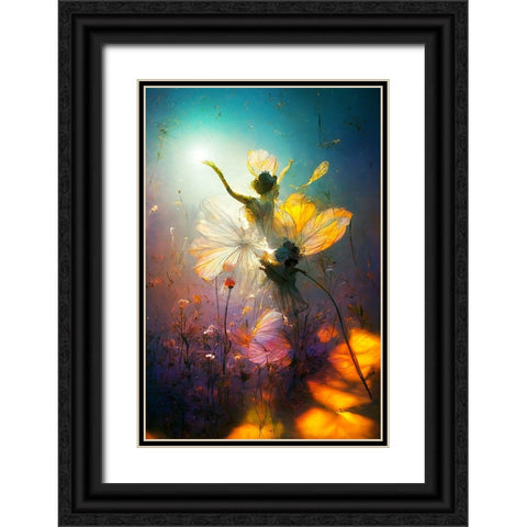 G004 Flower Dance Black Ornate Wood Framed Art Print with Double Matting by Heere, Ray