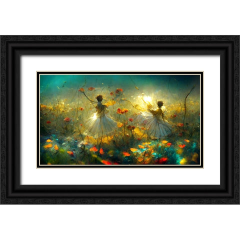 G005 Flower Dance Black Ornate Wood Framed Art Print with Double Matting by Heere, Ray
