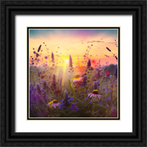 H003 Flowering Fields Black Ornate Wood Framed Art Print with Double Matting by Heere, Ray