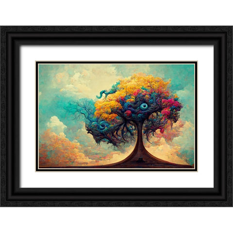 A064 Tree Of Life Black Ornate Wood Framed Art Print with Double Matting by Heere, Ray