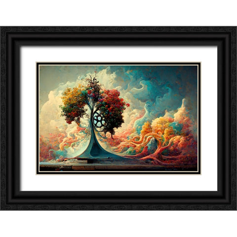 A065 Tree Of Life Black Ornate Wood Framed Art Print with Double Matting by Heere, Ray