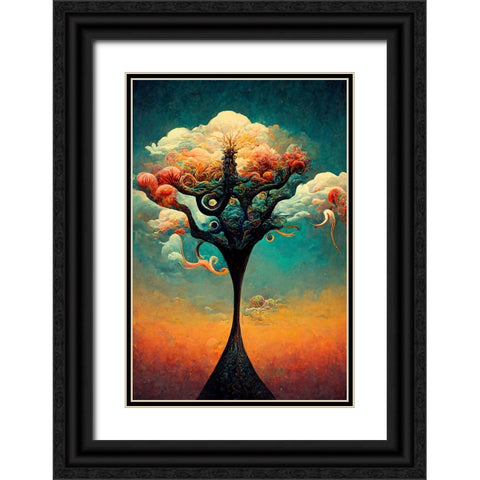 A089 Tree Of Life Black Ornate Wood Framed Art Print with Double Matting by Heere, Ray