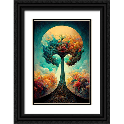 A090 Tree Of Life Black Ornate Wood Framed Art Print with Double Matting by Heere, Ray