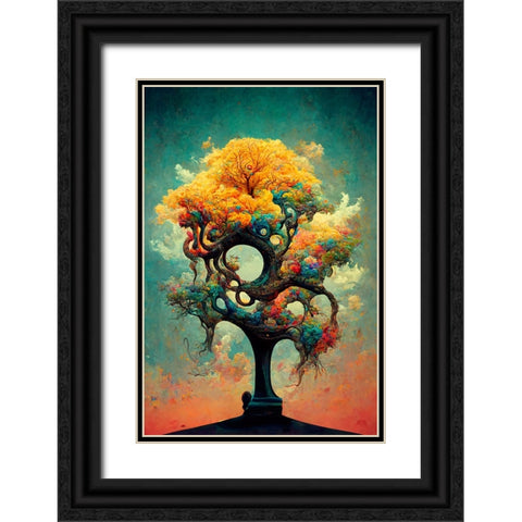 A093 Tree Of Life Black Ornate Wood Framed Art Print with Double Matting by Heere, Ray