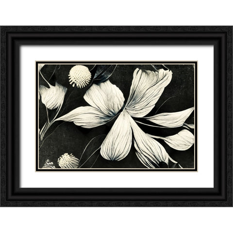 B061 Flowers Black White Black Ornate Wood Framed Art Print with Double Matting by Heere, Ray