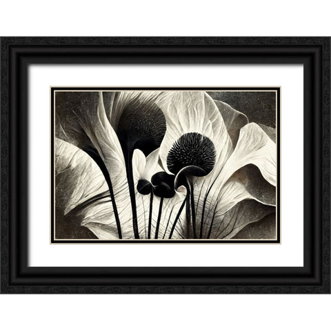 B064 Flowers Black White Black Ornate Wood Framed Art Print with Double Matting by Heere, Ray