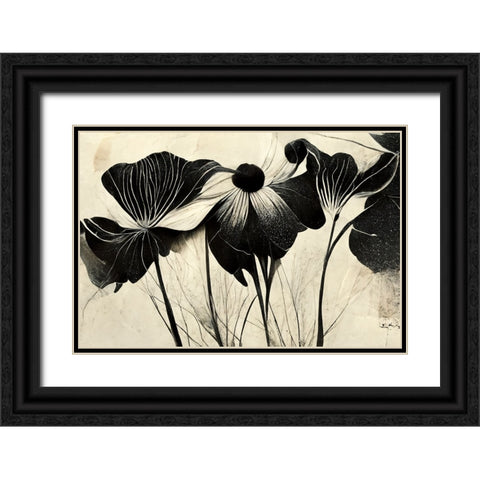 B066 Flowers Black White Black Ornate Wood Framed Art Print with Double Matting by Heere, Ray