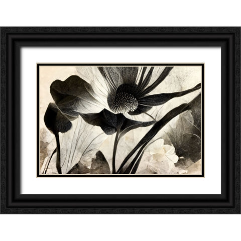 B067 Flowers Black White Black Ornate Wood Framed Art Print with Double Matting by Heere, Ray