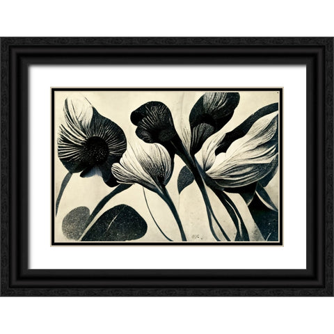 B071 Flowers Black White Black Ornate Wood Framed Art Print with Double Matting by Heere, Ray