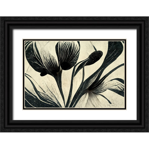 B072 Flowers Black White Black Ornate Wood Framed Art Print with Double Matting by Heere, Ray