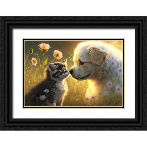 Cats And Dogs 2 Black Ornate Wood Framed Art Print with Double Matting by Heere, Ray