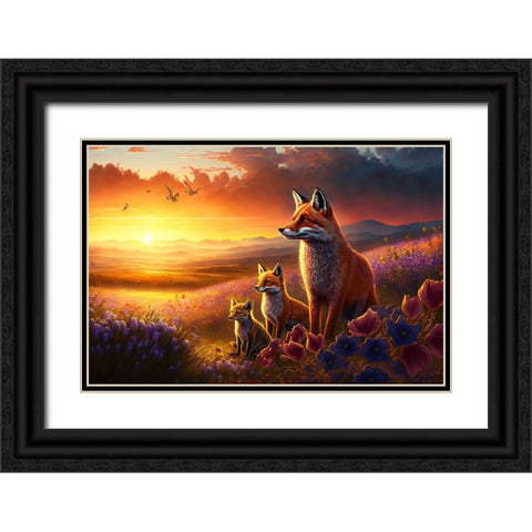 Woodland Animals 5 Black Ornate Wood Framed Art Print with Double Matting by Heere, Ray