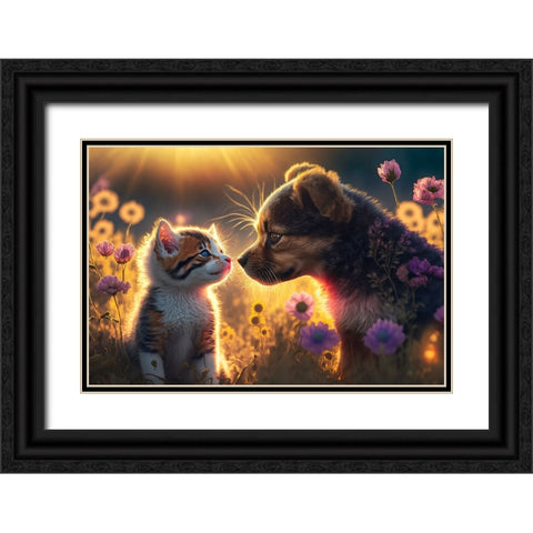 Cats And Dogs 6 Black Ornate Wood Framed Art Print with Double Matting by Heere, Ray