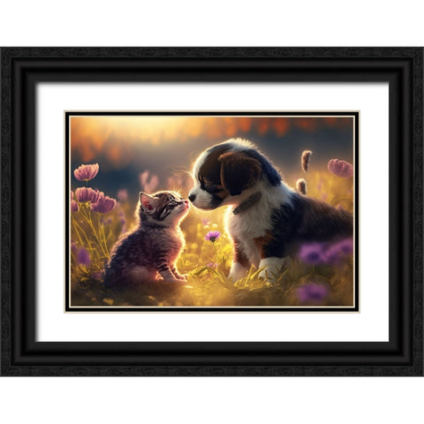 Cats And Dogs 15 Black Ornate Wood Framed Art Print with Double Matting by Heere, Ray