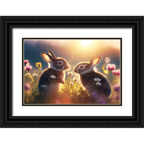 Woodland Animals 17 Black Ornate Wood Framed Art Print with Double Matting by Heere, Ray