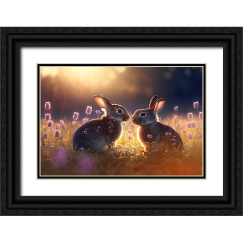Woodland Animals 21 Black Ornate Wood Framed Art Print with Double Matting by Heere, Ray