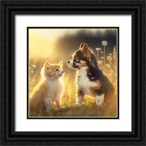 Cats And Dogs 20 Black Ornate Wood Framed Art Print with Double Matting by Heere, Ray