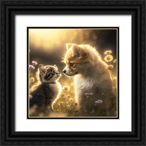 Cats And Dogs 21 Black Ornate Wood Framed Art Print with Double Matting by Heere, Ray