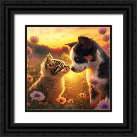 Cats And Dogs 27 Black Ornate Wood Framed Art Print with Double Matting by Heere, Ray