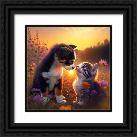 Cats And Dogs 28 Black Ornate Wood Framed Art Print with Double Matting by Heere, Ray